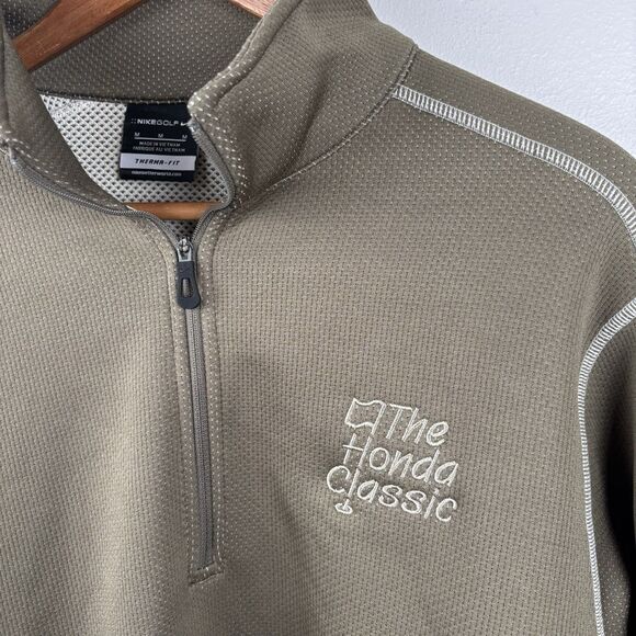 Nike Golf Therma-Fit 1/4 Zip Men's Medium Pullover Olive Green The Honda Classic - Picture 3 of 8